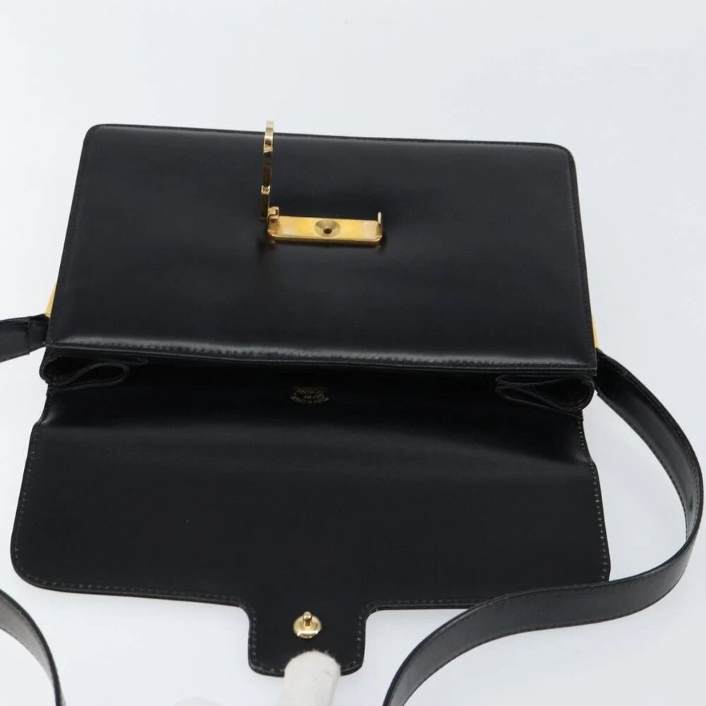 GUCCI Shoulder Bag Leather Black Gold Auth ep11506 - Picture 10 of 16